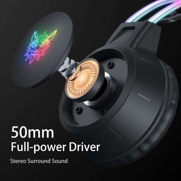 Fones de ouvido para jogos ONIKUMA RGB com microfone flexível HD 3,5 mm para PC Xbox PS4 PS5 Switch Jogos de computador - Imagem 4