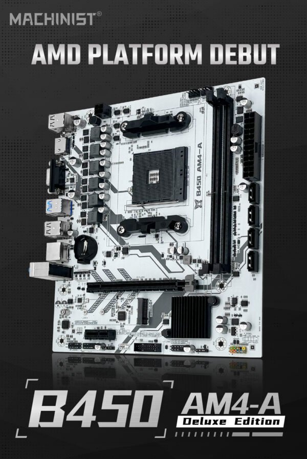 Placa-Mãe MACHINIST B450 AM4 – Compatível com Ryzen, DDR4, M.2 NVMe, HDMI/VGA - Imagem 3