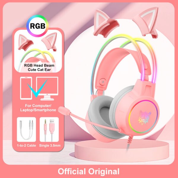 Fones de ouvido para jogos ONIKUMA RGB com microfone flexível HD 3,5 mm para PC Xbox PS4 PS5 Switch Jogos de computador - Imagem 5