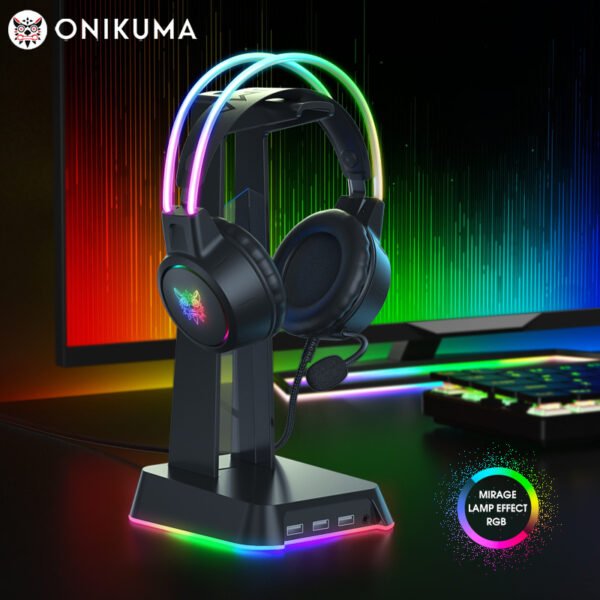 Fones de ouvido para jogos ONIKUMA RGB com microfone flexível HD 3,5 mm para PC Xbox PS4 PS5 Switch Jogos de computador - Imagem 9