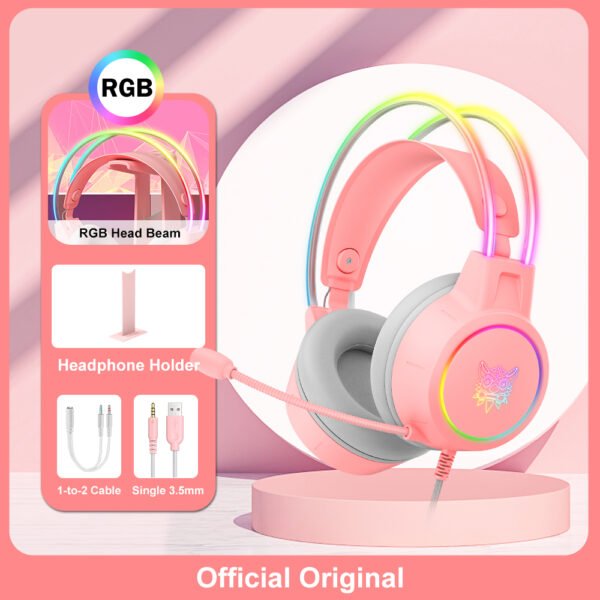 Fones de ouvido para jogos ONIKUMA RGB com microfone flexível HD 3,5 mm para PC Xbox PS4 PS5 Switch Jogos de computador - Imagem 6