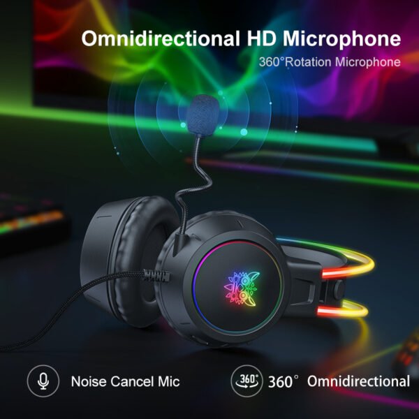 Fones de ouvido para jogos ONIKUMA RGB com microfone flexível HD 3,5 mm para PC Xbox PS4 PS5 Switch Jogos de computador - Imagem 8