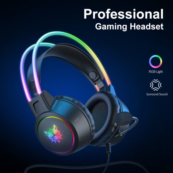 Fones de ouvido para jogos ONIKUMA RGB com microfone flexível HD 3,5 mm para PC Xbox PS4 PS5 Switch Jogos de computador - Imagem 7